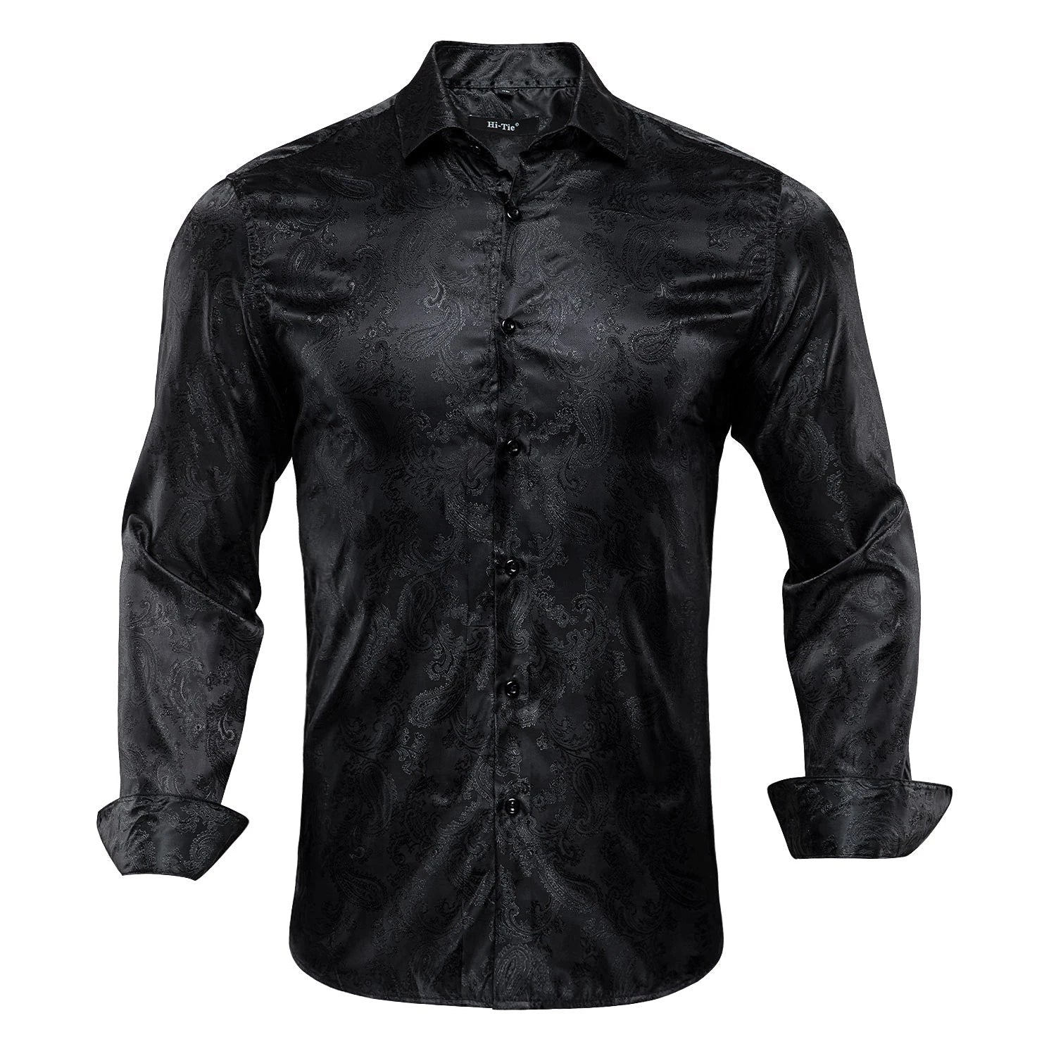 Gold Black Mens Silk Shirt Paisley Floral Long Sleeve Business Party Wedding Dress Shirt The Clothing Company Sydney