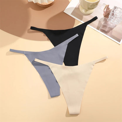 4 pack Seamless Ultra-thin Underwear Womens Thin Belt Panties Female High Stretch Thongs Breathable G-String Lingerie
