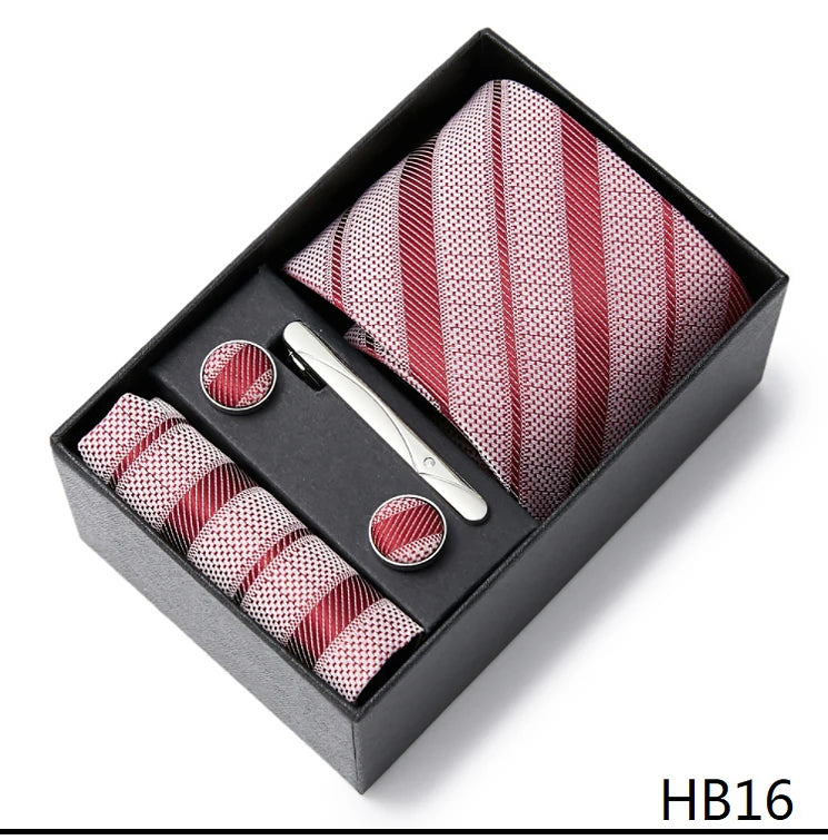 7.5 cm Width Tie Sets Black Men's Tie Hankerchiefs Cufflinks clip Box wedding gift handmade Necktie Set The Clothing Company Sydney