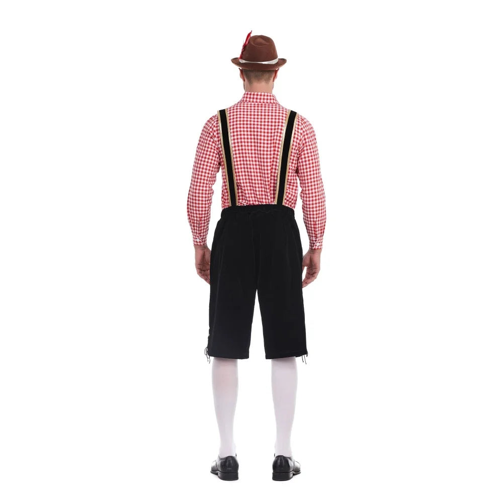 Men's Three Piece Oktoberfest Lederhosen Costume Bavarian German Festivals Suspenders Shirt Hat Male Cosplay Costume The Clothing Company Sydney
