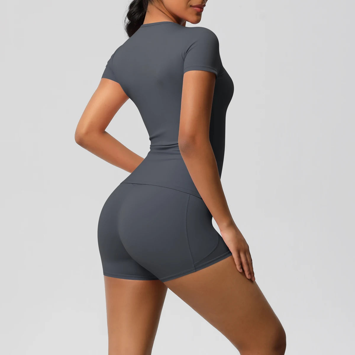 Workout Sportswear 2 Piece Piece Female Yoga Shirt Push Up Workout Clothes Outdoors Sport  High Waist  Fitness Sport Shorts