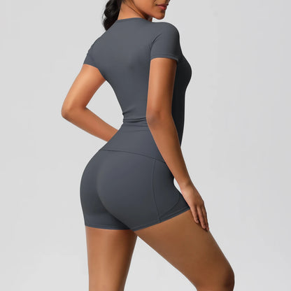 Workout Sportswear 2 Piece Piece Female Yoga Shirt Push Up Workout Clothes Outdoors Sport  High Waist  Fitness Sport Shorts