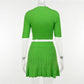 Elegant Knitted Dress Pleated Matching Outfits for Women Winter Mini Skirts 2 Piece Sets