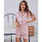 Womens Satin Pajamas Set Short Sleeve Two piece Pj Sets Sleepwear Loungewear Button-Down Pyjama Set The Clothing Company Sydney