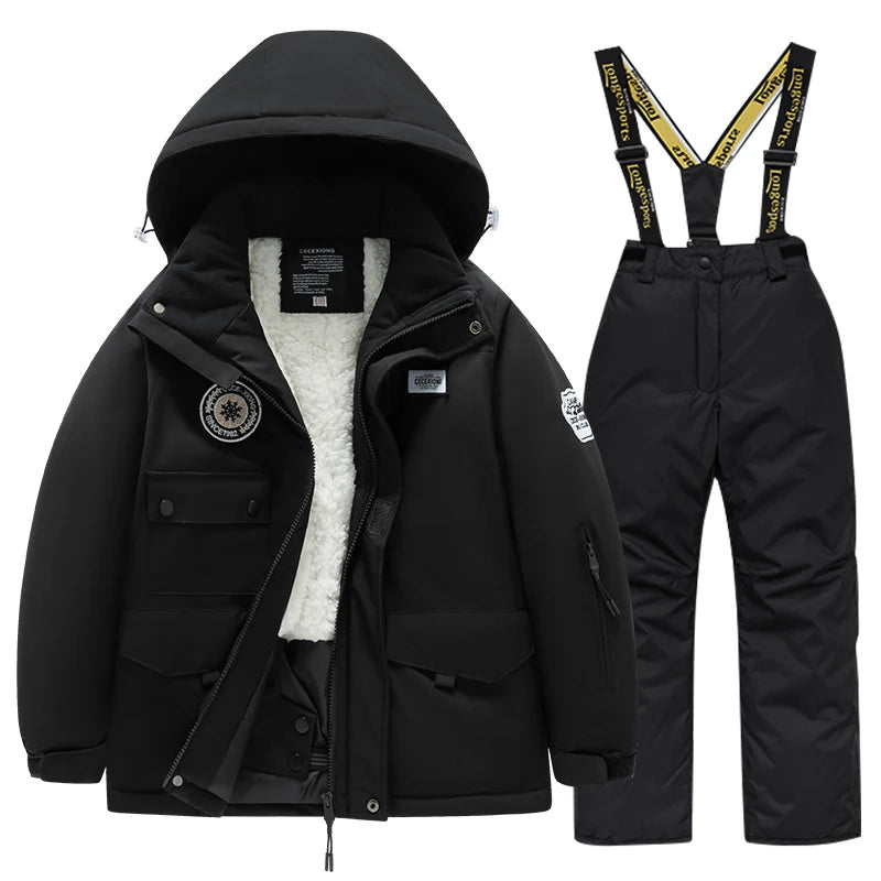 2 Piece Winter Children's skiing suit windproof Jacket and Pants waterproof thick coat for warm Snow Ski Set