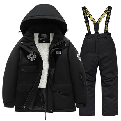 2 Piece Winter Children's skiing suit windproof Jacket and Pants waterproof thick coat for warm Snow Ski Set