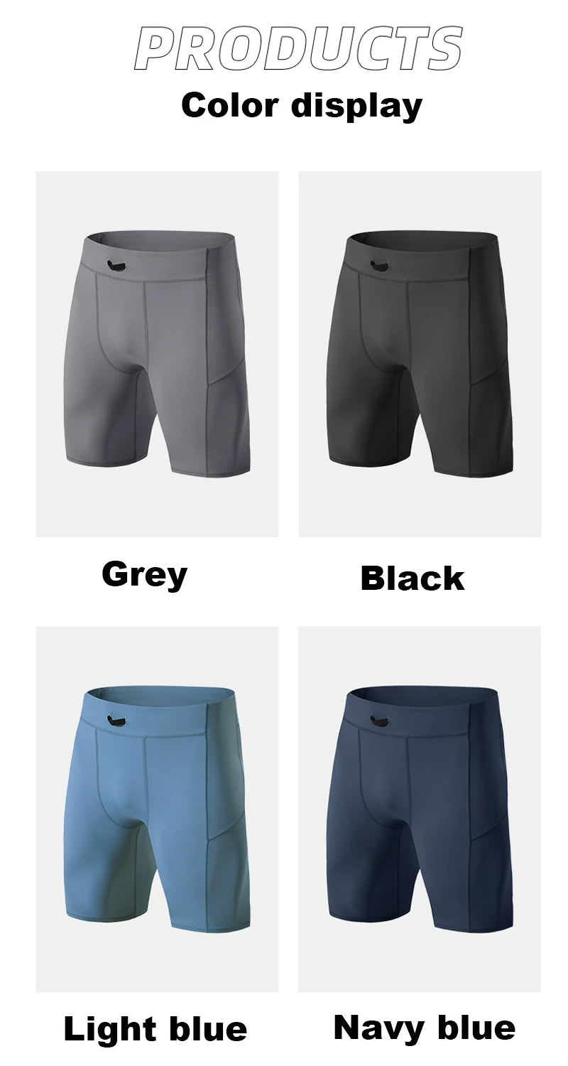 Men's Compression Quick Dry Bodybuilding Tights Fitness Leggings Elastic Waist Sport Bottoms Gym Running Shorts