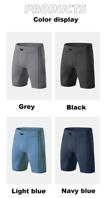 Men's Compression Quick Dry Bodybuilding Tights Fitness Leggings Elastic Waist Sport Bottoms Gym Running Shorts