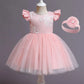 Cute Baby Girl's Tutu Dress Embroidery Lace Flower Princess Gown Birthday Party Newborn Formal Dress