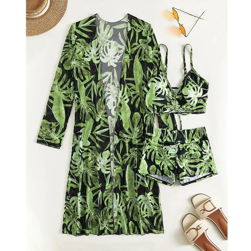 Print Three-Piece Swimsuits Tankini Sets Swimwear Push Up Beach Wear Bathing Suit Swimming Suit The Clothing Company Sydney