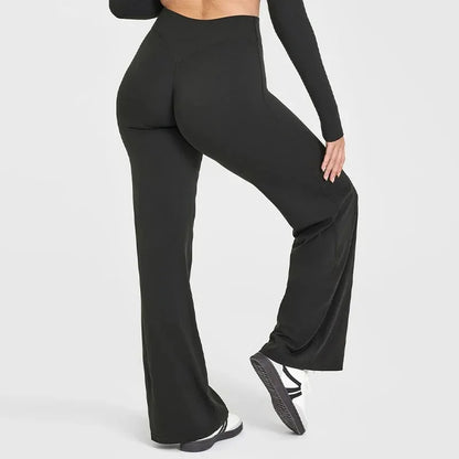 Women's Mid Waist Sport Trousers Wide-Leg Pants Ultra Soft Yoga Pilates Running Gym Pants