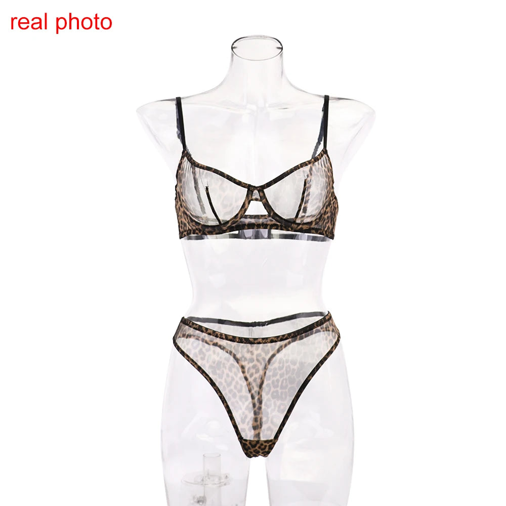 Seamless Bra Set See Through Lingerie Outfit Fine Lace Underwear Intimate 2 Piece Set