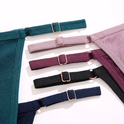 5 Pack Adjustable Women's Panties Cotton Panties Solid Low Waist Seamless Thongs Underpants Women Lingerie Set The Clothing Company Sydney