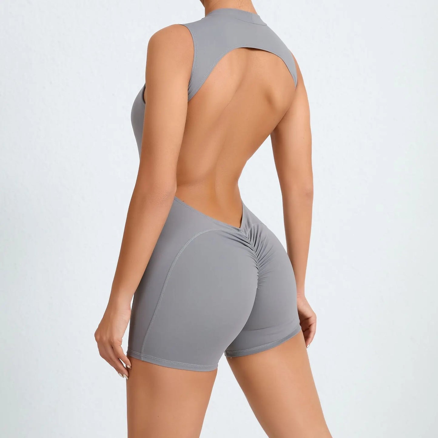 Hollow Backless Gym Bodycon Short Jumpsuit Playsuit Women One Piece Sport Outfit Yoga Romper Fitness Gear