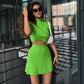 Elegant Knitted Dress Pleated Matching Outfits for Women Winter Mini Skirts 2 Piece Sets