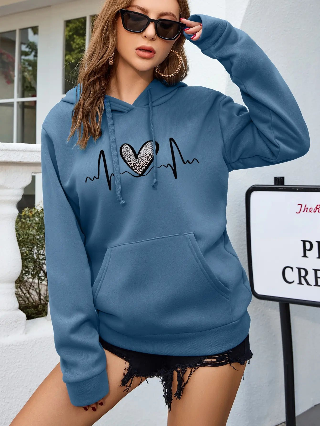 Long Sleeve Printed Women's Hoodie Casual Top