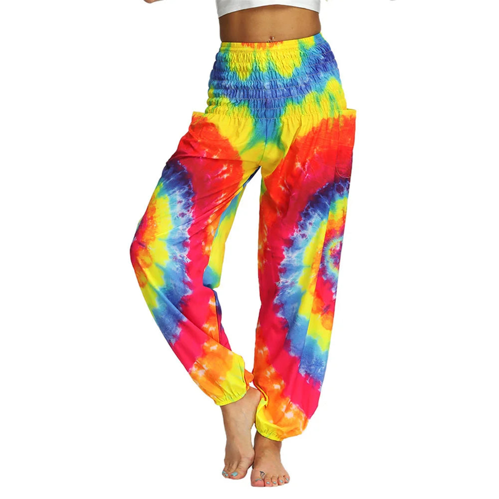 Tie-Dye High Waist Harem Pants Yoga Trousers Baggy Elastic Waist Boho Pants Casual Loose Beach Pants The Clothing Company Sydney