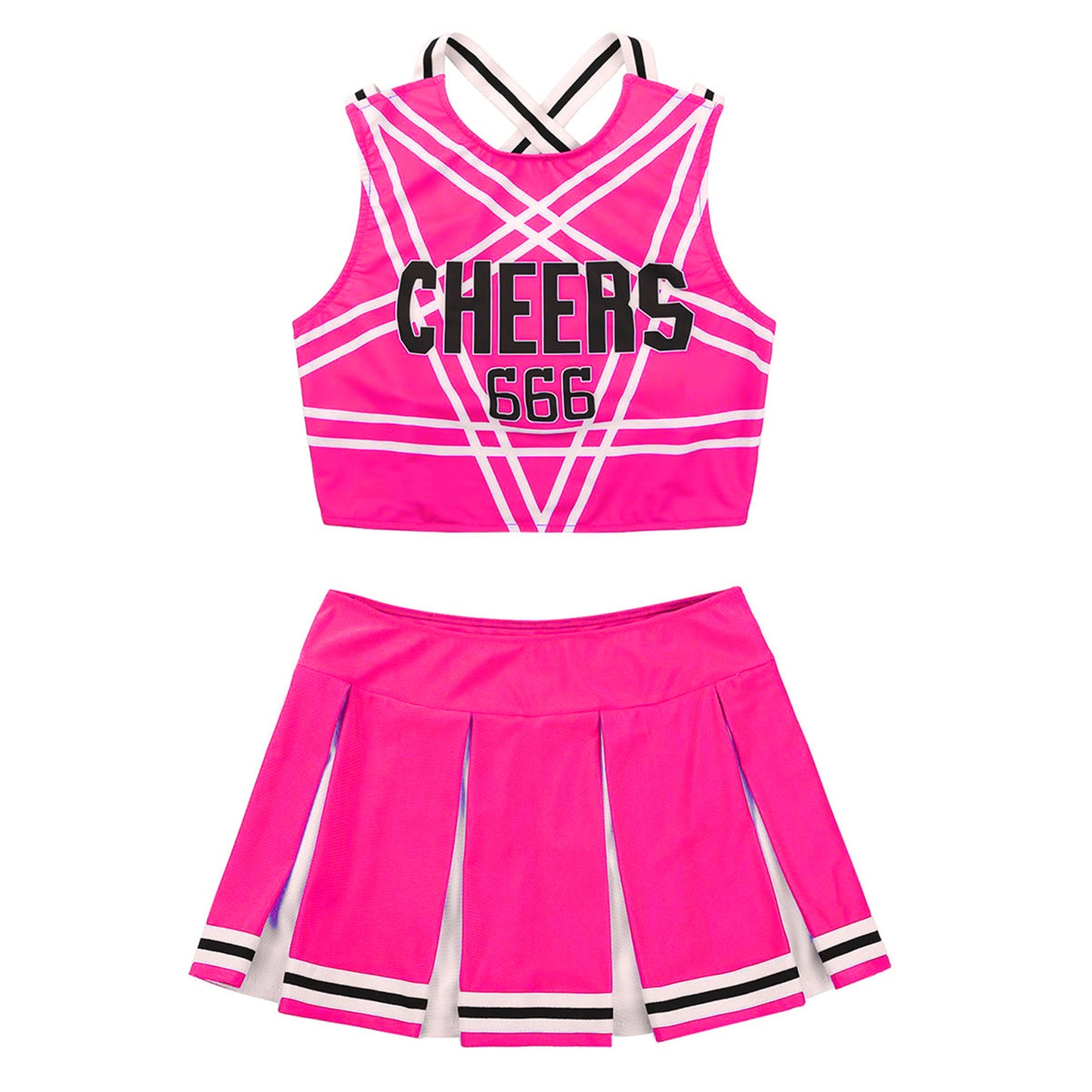 Women's Cheerleading Uniform Cosplay Set Backless Crop Top Mini Pleated Skirt Carnival Party Halloween Costume