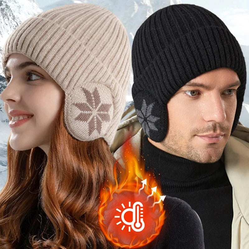 Men Women Winter Warm Plush Knitted Snow Fashion Hat Unisex Outdoor Ear Protection Caps Beanies Skulls