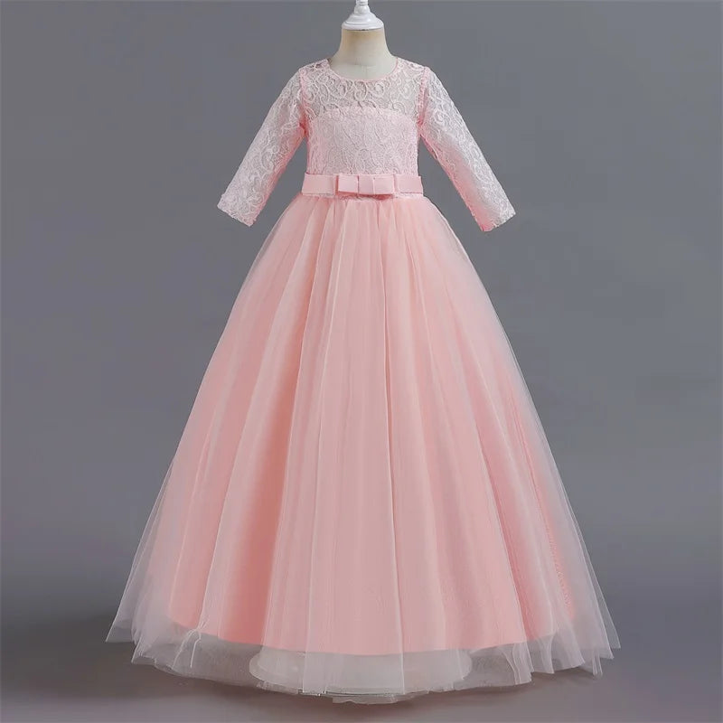 Teens Girls Princess Dress for Party Ball Gown Wedding White Dresses Kids Birthday Bridesmaid Costume Lace Flower Pageant Dress The Clothing Company Sydney