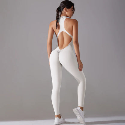 Hollow Backless Scrunch Sporty Scrunch Woman Gym Set One Piece Sport Suit Sleeveless Zip Yoga Fitness Overall Jumpsuit Activewear The Clothing Company Sydney