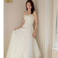 Strapless Elegant A-line Sleeveless Classic Lace Up Small Train Wedding Dress