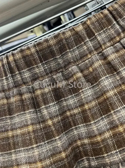 Y2k Cute Ruffled Plaid Skirt Punk Rock Casual Women's Skirts