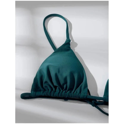 3 Piece Swimwear Women Lace Up Micro Bikini Set Solid Low Waist Swimsuit Beachwear Bathing Suit - The Clothing Company Sydney