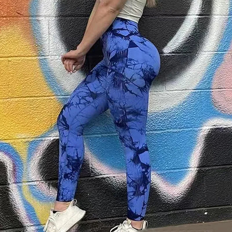 Womens Tie dye Gym Leggings Seamless Pants Scrunch Sports Fitness High Waist Workout Yoga Leggings The Clothing Company Sydney