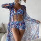 3 Piece Summer Print Swimsuits Tankini Sets Swimwear Beach Wear Bathing Suits Pool Women's Swimming Suit