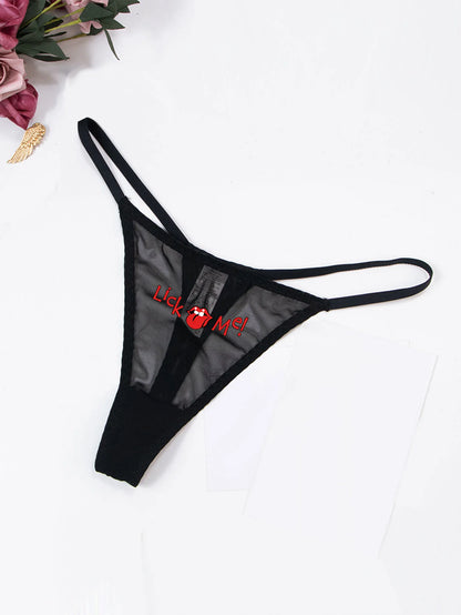 Fashion Solid Colour Mesh Mouth & Letter Printing  Low Waist Panty Lingerie For Woman Ladies Thong Underwear The Clothing Company Sydney