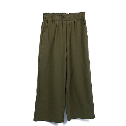 Women's Cotton Linen Loose Wide Leg Pants Summer Female High Elastic Waist Button Casual Streetwear Trousers The Clothing Company Sydney