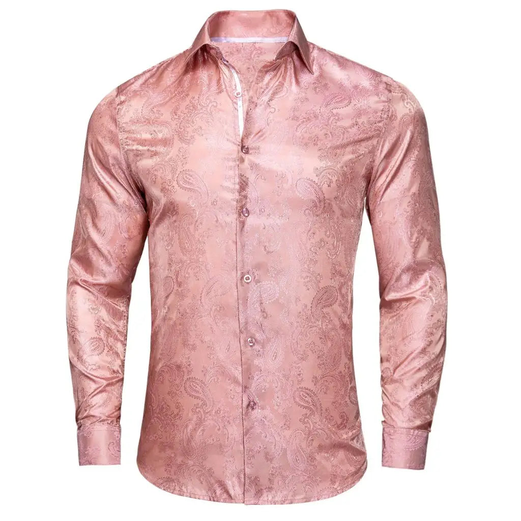 Men's Shirts Paisley Floral Silk Gold Long Sleeve Business Party Wedding Dress Shirts The Clothing Company Sydney