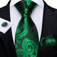 Men's Tie Teal Green Paisley Novelty Design Silk Wedding Tie for Men Handky cufflink Tie Set Party Business Fashion Set The Clothing Company Sydney