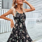 Floral Print Short Dress Women Summer Backless Beach Sundress Casual Sleeveless Lace-up Dresses