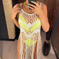 Hollow Out Fringe Tassel Knitted Crochet Tunic Beach Cover Up Cover-ups Beach Dress Beach Wear Beachwear The Clothing Company Sydney