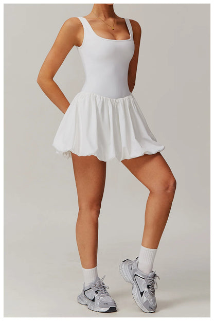 Two-piece Sports Dress Women's Anti Glare Yoga Jumpsuit Outdoor Running Fitness Tennis Skirt Workout Rompers Yoga Set