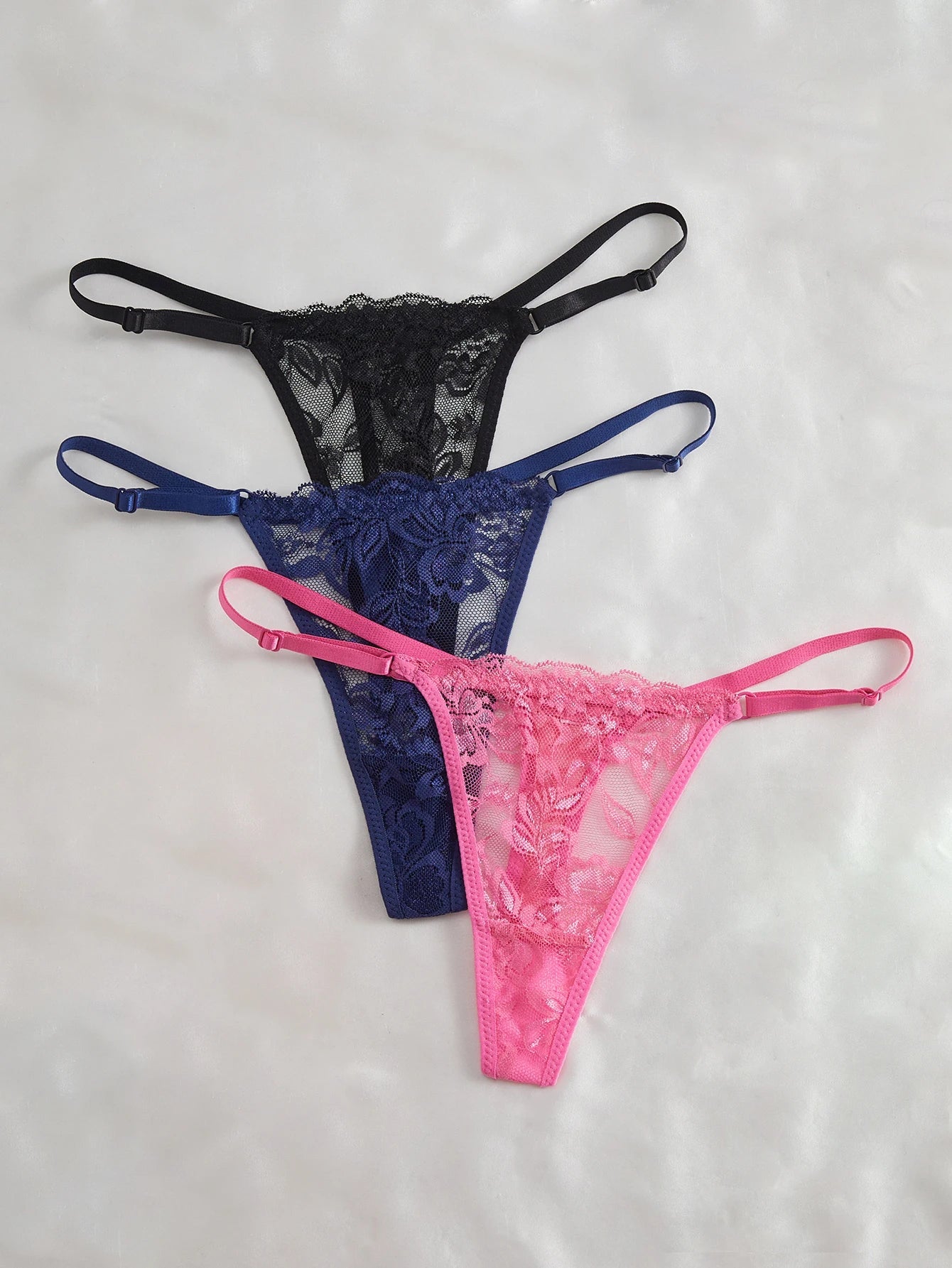 3 Pack Women's Lace Panties Underwear Adjustable Strap Floral Lace Sheer Mesh Thong G String The Clothing Company Sydney