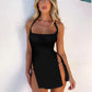 Split Mini Dress Summer Halter Backless Sleeveless Bodycon Short Dress The Clothing Company Sydney