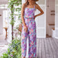 Elegant Long Women's Backless Wide Leg Jumpsuits Casual Sleeveless Floral Rompers Summer Matching Outfit Set