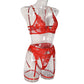 3 Piece Lingerie Luxury Jewel Shoulder Strap Underwear Garter Lace IntimateLingerie Set