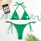 2 Piece Shiny Triangle Micro Thong Bikinis Sets Swimsuit Mini Swimwear Bathing Swiming Suits