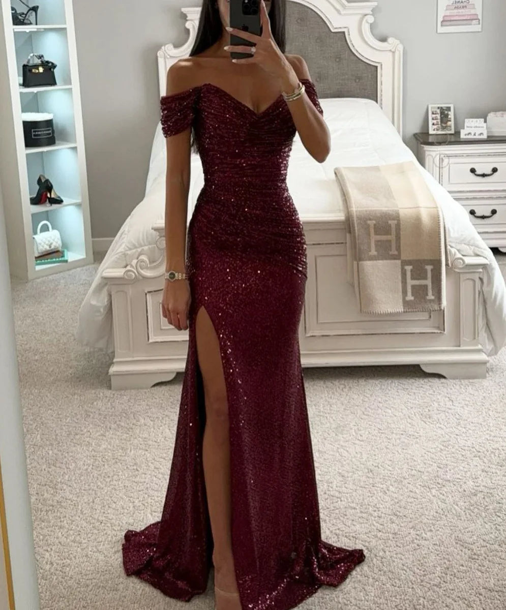 Women's Evening Dress Sequined Trumpet Long Dresses Female Elegant Fashion Bling Club Party Dress The Clothing Company Sydney