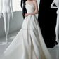 Luxury White Satin Trailing Wedding Dresses Women Elegant Strapless Long Prom Party Bridal Dress