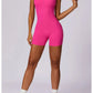 V Back Scrunch Sports Jumpsuit Women Gym Rompers Sleeveless Sportswear Zipper One-Piece Suit Yoga Clothing