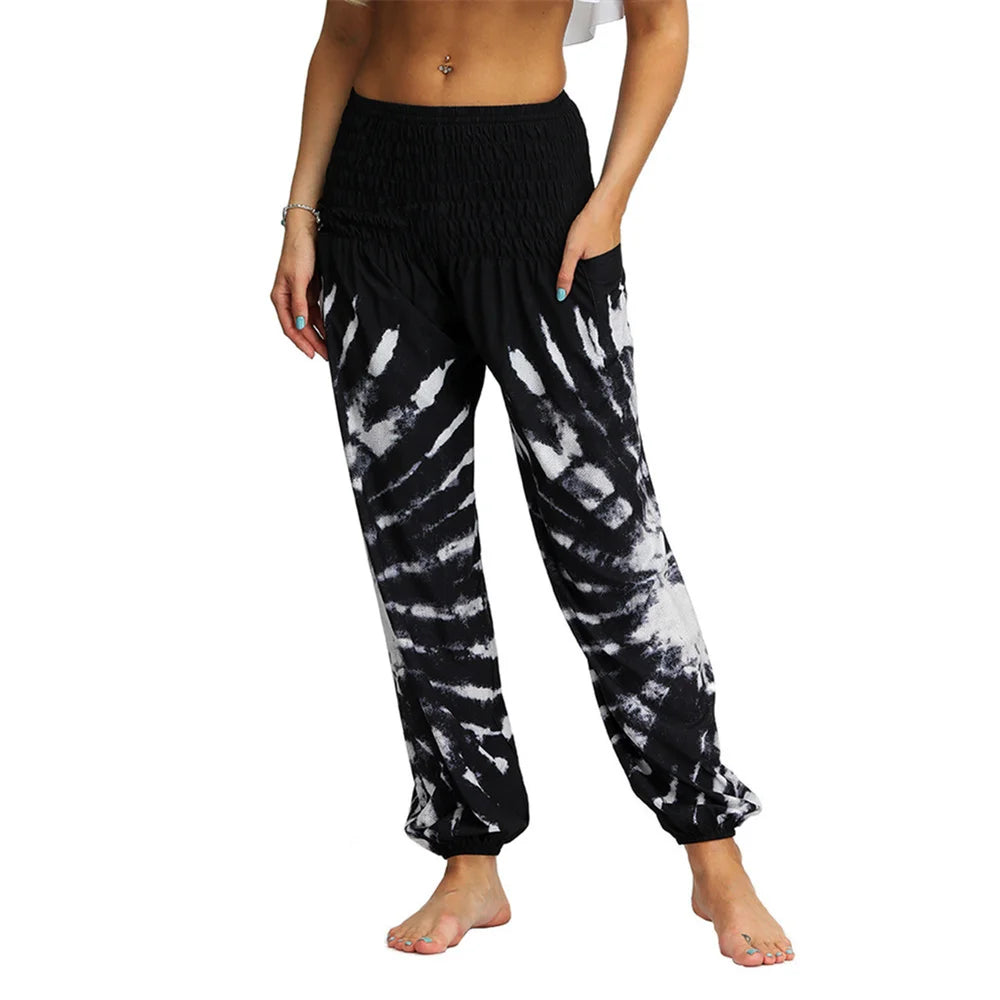 Tie-Dye High Waist Harem Pants Yoga Trousers Baggy Elastic Waist Boho Pants Casual Loose Beach Pants The Clothing Company Sydney