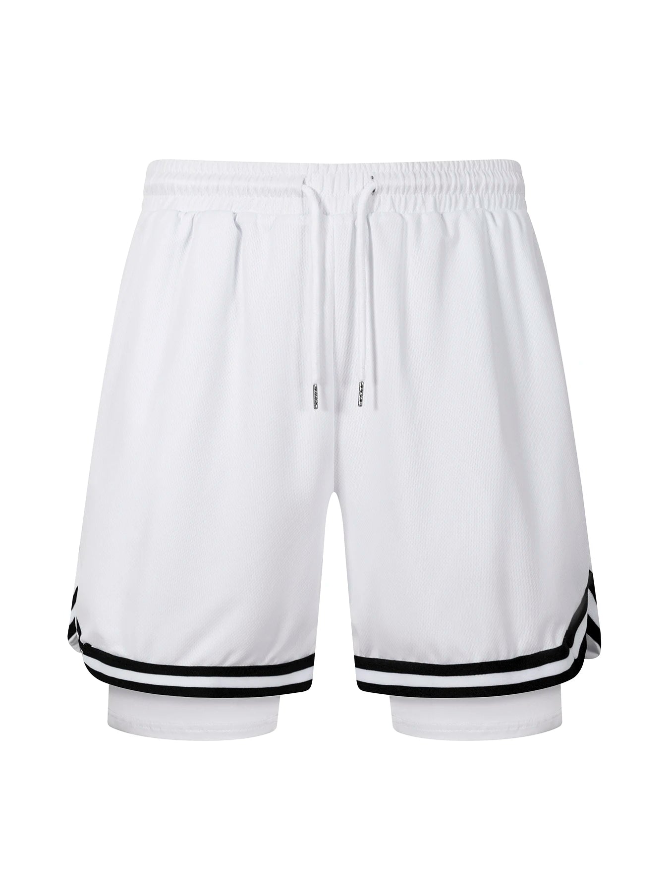 2 in 1 Summer Men's Sports Elastic Waist Basketball Training Shorts Fitness Running Breathable Quick Dry Sportswear Bottoms
