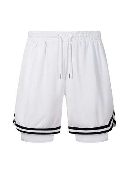 2 in 1 Summer Men's Sports Elastic Waist Basketball Training Shorts Fitness Running Breathable Quick Dry Sportswear Bottoms