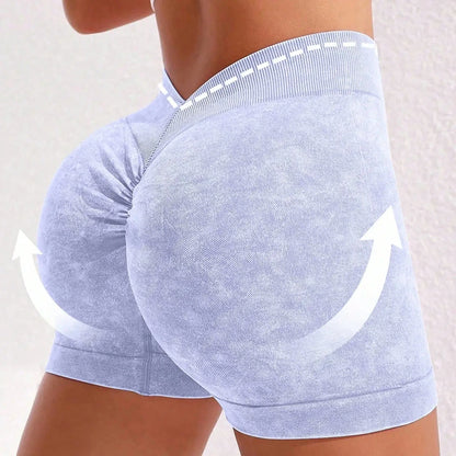 Women's Washed Yoga Shorts Fitness Quick Drying High Waist Workout Biker Shorts Hip Lift V Waist Sports Shorts The Clothing Company Sydney