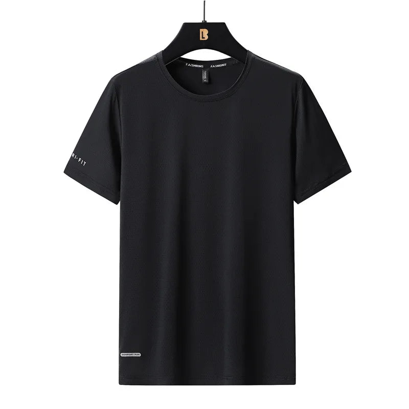 Ice Silk T-Shirts Men Plus Size Tshirt Tee Shirt Breathable Running Top